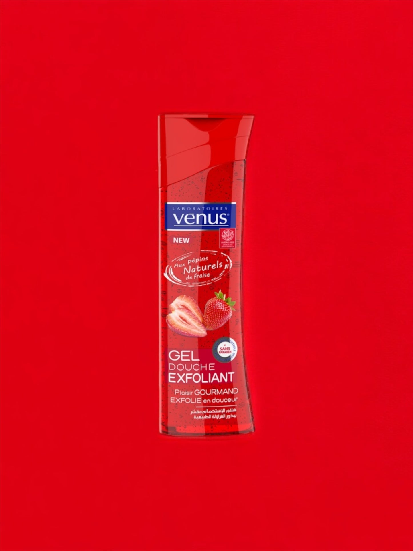 Gel douche exfoliant aux pépins naturels de Fraise Les Laboratoires Vénus